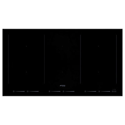 Smeg SIM693WLDX Dolce Stil Novo Induction Hob, Black/Stainless Steel